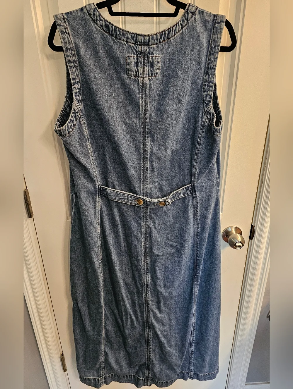Ann Taylor Long Blue Denim Sleeveless ⁸Jumper Dress 16 - Picture 8 of 9